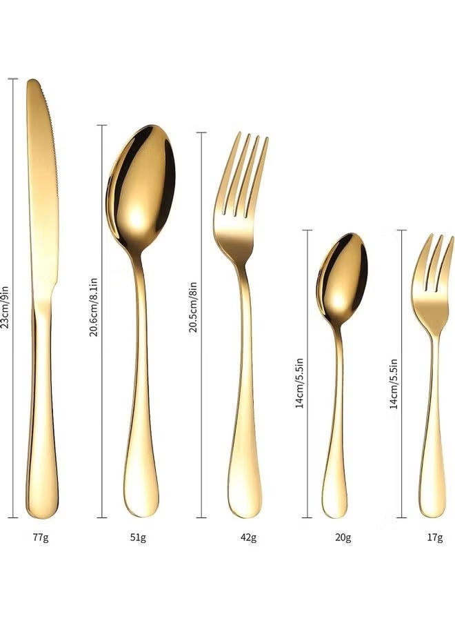 XiuWoo 30-Piece Cutlery Set Gold Stainless Steel Gold 23cm - Image 2